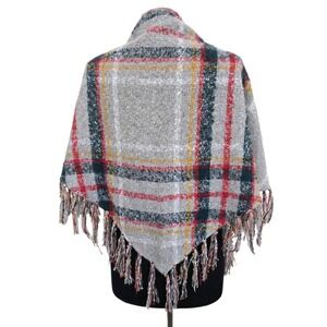 NWT  Free People Scarf Plaid Bandana‎ Style Multicolored Fringe Detail One Size